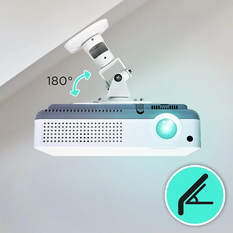 Duronic Projector Mount PB07XB | Bracket Fixing for Ceiling | 10kg Capacity | Multi-Fit Projector Bracket| Heavy Duty | Fittings Included | Rotate 360 °, Swivel 180 °, Tilt 180° for Easy Projection Set-up