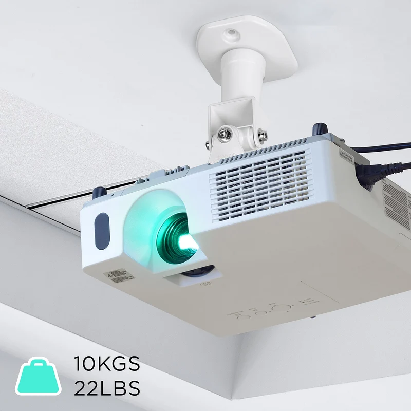 Duronic Projector Mount PB07XB | Bracket Fixing for Ceiling | 10kg Capacity | Multi-Fit Projector Bracket| Heavy Duty | Fittings Included | Rotate 360 °, Swivel 180 °, Tilt 180° for Easy Projection Set-up