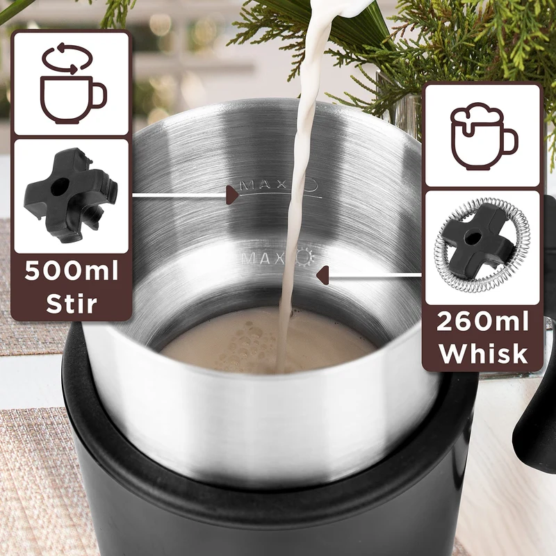 Duronic Milk Frother Electric MF500 BK Coffee Milk Frothers Steamer, Automatic Hot and Cold Foam Maker, Hot Chocolate Machine with Milk Heater and Warmer for Latte Froth, Coffees and Matcha