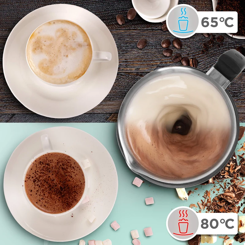 Duronic Milk Frother Electric MF500 BK Coffee Milk Frothers Steamer, Automatic Hot and Cold Foam Maker, Hot Chocolate Machine with Milk Heater and Warmer for Latte Froth, Coffees and Matcha