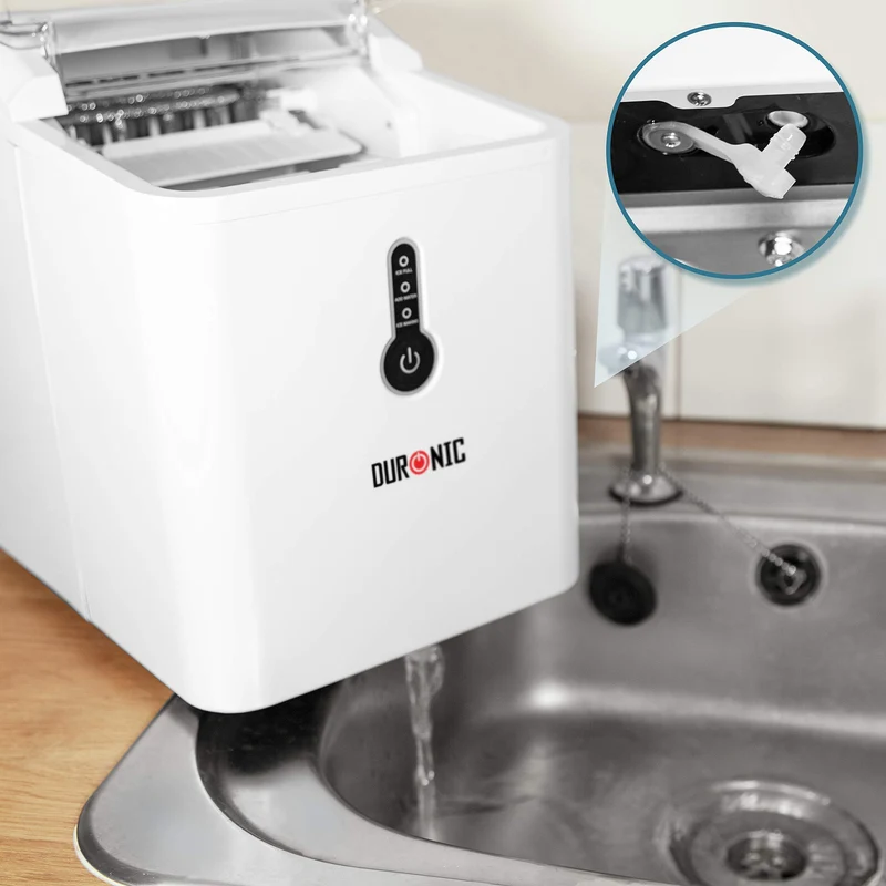 Duronic Ice Maker ICM120, Fast Clear Ice Maker Machine with 7-Min Cycle, Portable Automatic Ice Cube Maker with Ice Scoop & Basket for Home, Office, Bar, BBQ Party, RV 12KG in 24H Self-Cleaning - White