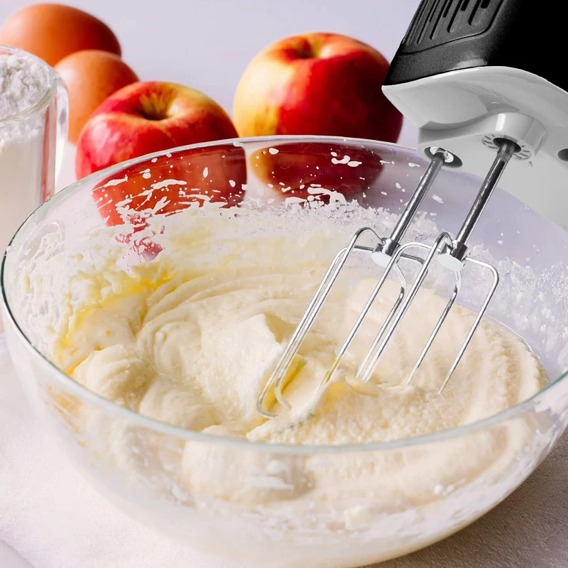 Duronic Hand Mixer Electric Whisk HM4 BK Kitchen Handheld Hand Held Food Mixers for Baking, Dough, Bread, Eggs, Cake Mix, Cream, Brownie Maker Mixer with Whisker Hooks Beater Storage Case 400W - Black