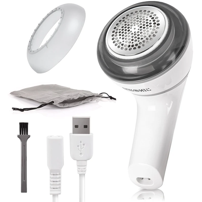 Duronic Fabric Shaver FS16USB Portable Lint Remover 3W Debobbler Rechargeable Clothes Shaver Fuzz & Fabric Pill Bobble Remover Machine with Rotating Handle USB Charging for Sweaters Clothes Upholstery