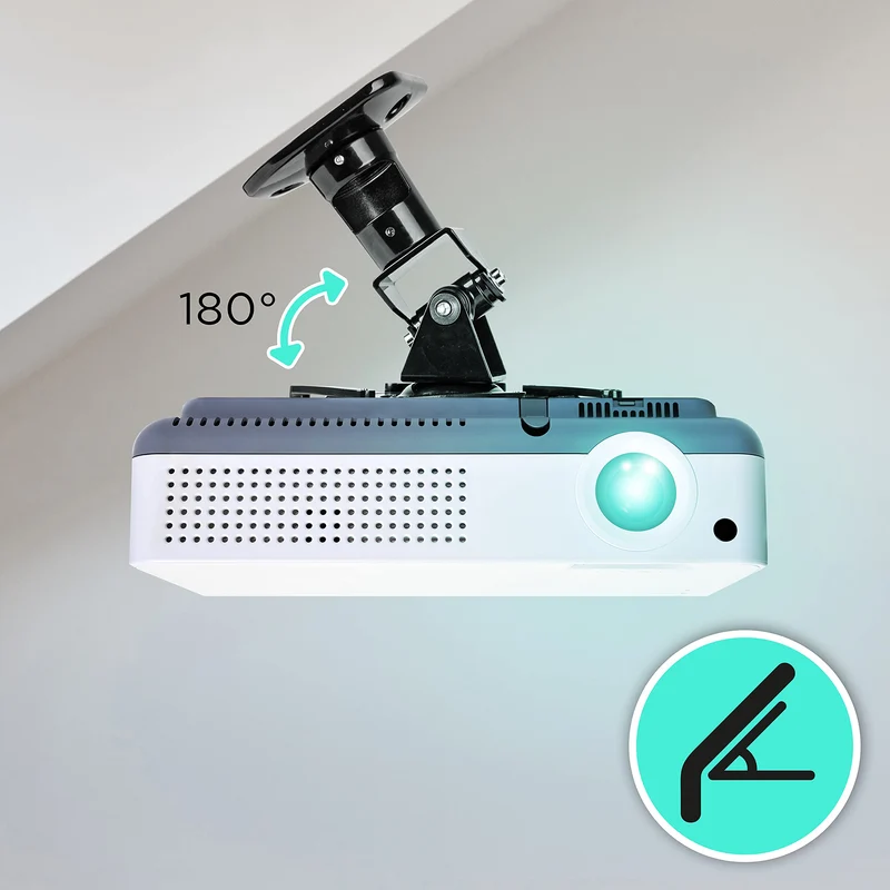 Duronic Projector Mount Stand for Ceiling or Wall Bracket PB01XB | 10kg Capacity | Multi-Fit Projector Bracket| Adjustable Clamp | Tile Swivel Rotate | Black
