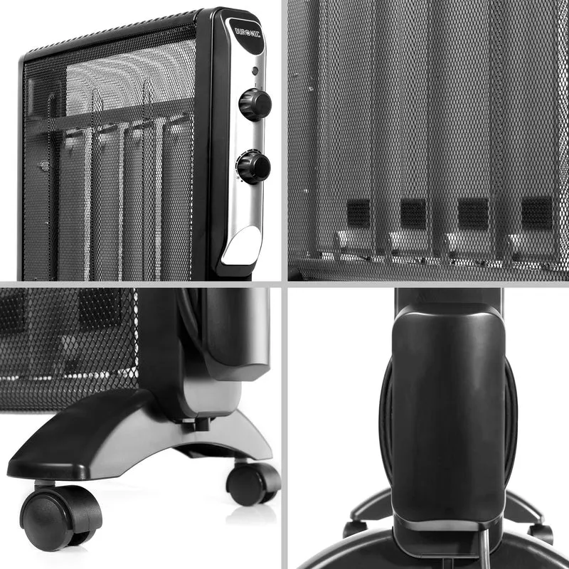 Duronic Electric Heater HV220 BK Oil Free Radiator Convection Heater 2000W Free Standing Radiator Mica Panel Heaters Portable Radiators with Micathermic Panels Convector for Home, Bedrooms, Offices