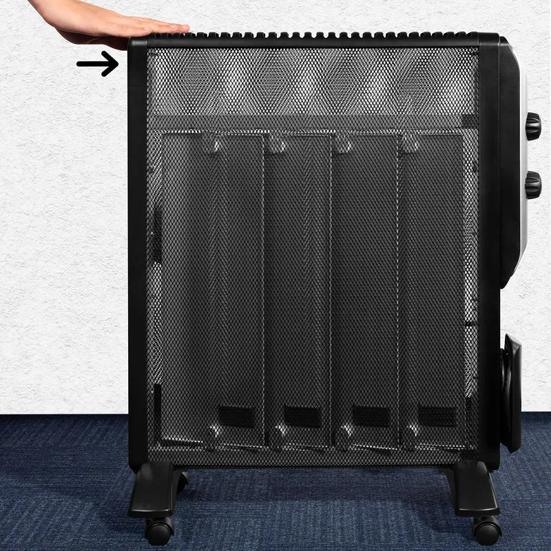 Duronic Electric Heater HV220 BK Oil Free Radiator Convection Heater 2000W Free Standing Radiator Mica Panel Heaters Portable Radiators with Micathermic Panels Convector for Home, Bedrooms, Offices