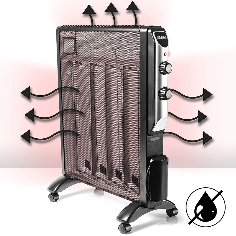Duronic Electric Heater HV220 BK Oil Free Radiator Convection Heater 2000W Free Standing Radiator Mica Panel Heaters Portable Radiators with Micathermic Panels Convector for Home, Bedrooms, Offices
