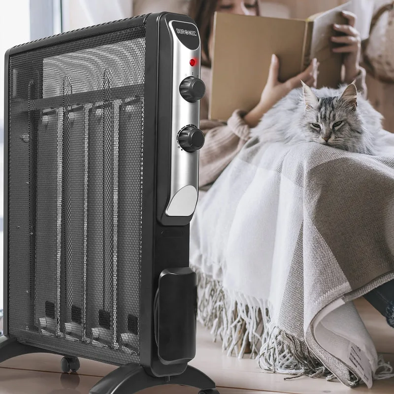 Duronic Electric Heater HV220 BK Oil Free Radiator Convection Heater 2000W Free Standing Radiator Mica Panel Heaters Portable Radiators with Micathermic Panels Convector for Home, Bedrooms, Offices