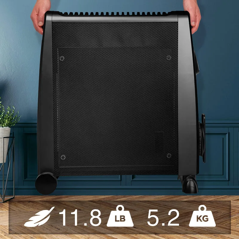 Duronic Electric Heater HV102 BK Oil Free Convection Heaters, Micathermic Panel Heaters with Remote, Portable Mica Panel Heater for Heating up Homes, Bedrooms, Offices & Garage Spaces