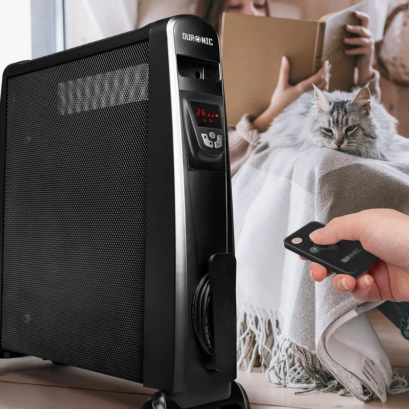 Duronic Electric Heater HV102 BK Oil Free Convection Heaters, Micathermic Panel Heaters with Remote, Portable Mica Panel Heater for Heating up Homes, Bedrooms, Offices & Garage Spaces