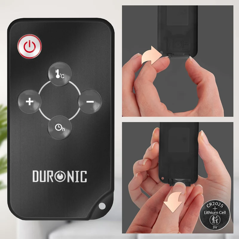 Duronic Electric Heater HV102 BK Oil Free Convection Heaters, Micathermic Panel Heaters with Remote, Portable Mica Panel Heater for Heating up Homes, Bedrooms, Offices & Garage Spaces