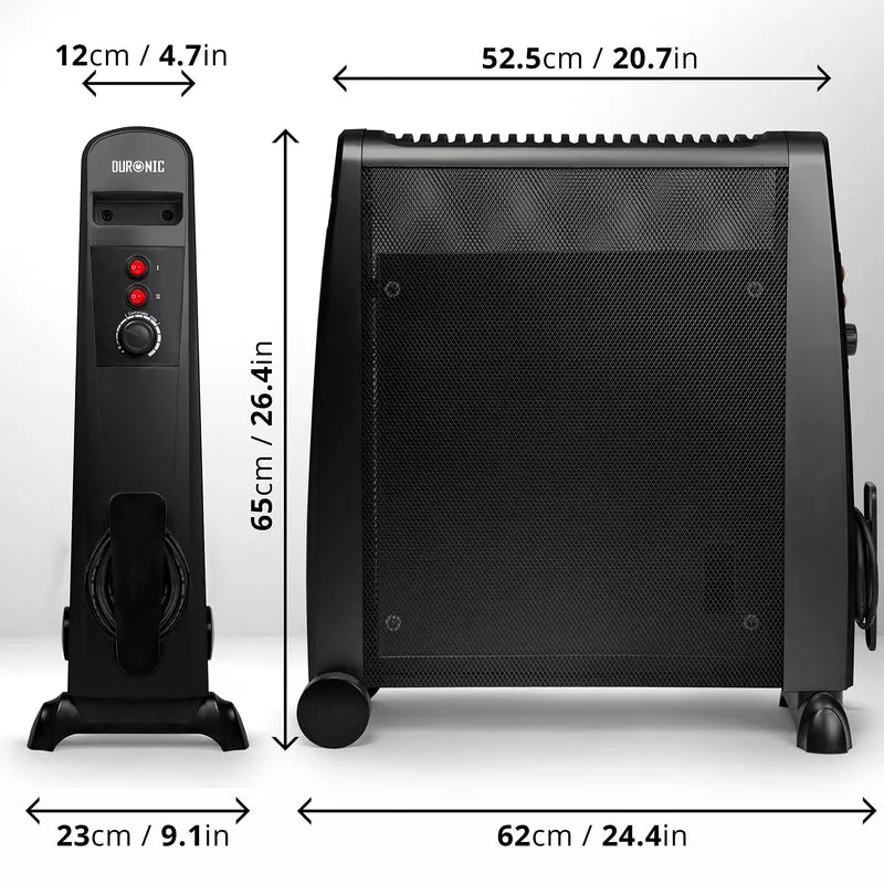 Duronic Electric Heaters HV101 BK Oil Free Convection Heater 2500W Micathermic Panel Heater Portable Mica Heater Electrical Heaters for Heating Up Homes, Bedrooms, Offices & Garage Spaces