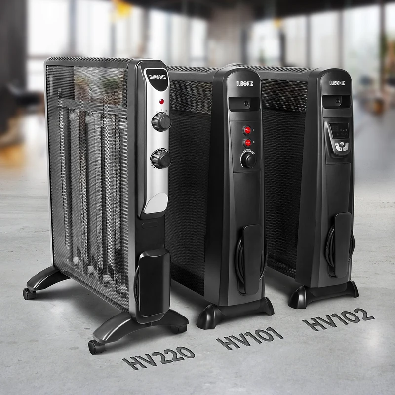 Duronic Electric Heaters HV101 BK Oil Free Convection Heater 2500W Micathermic Panel Heater Portable Mica Heater Electrical Heaters for Heating Up Homes, Bedrooms, Offices & Garage Spaces
