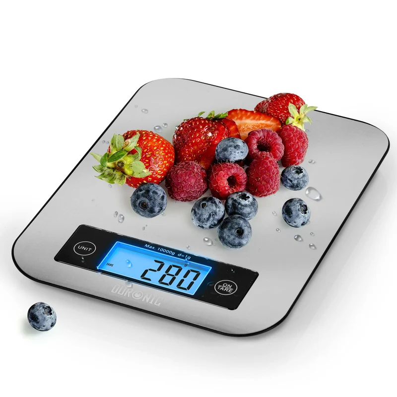 Duronic KS1007 Küchenwaage | 10 kg Digitalwaage | 1 g grammgenau Präzision-Feinwaage | Haushaltswaage mit Tara-Funktion | Digitale Waage mit Hold-Funktion | Lebensmittelwaage zum Backen und Kochen