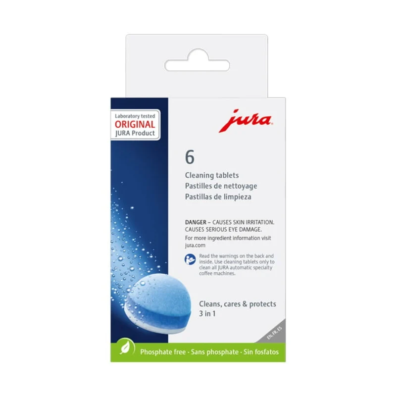 Jura Limpiador Descalcificador 3 en 1 para Máquina de Café, 6 Tabletas