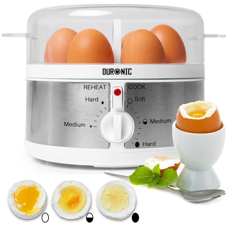 Duronic Electric Egg Boiler EB35 WE Steamer for Eggs 350W Automatic Egg Boiler Electronic Omelette Maker Poacher for 7 Soft, Medium & Hard Boiled Eggs