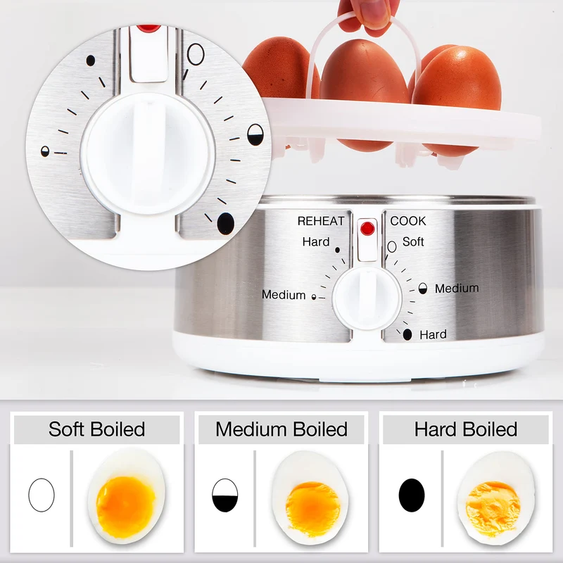 Duronic Electric Egg Boiler EB35 WE Steamer for Eggs 350W Automatic Egg Boiler Electronic Omelette Maker Poacher for 7 Soft, Medium & Hard Boiled Eggs
