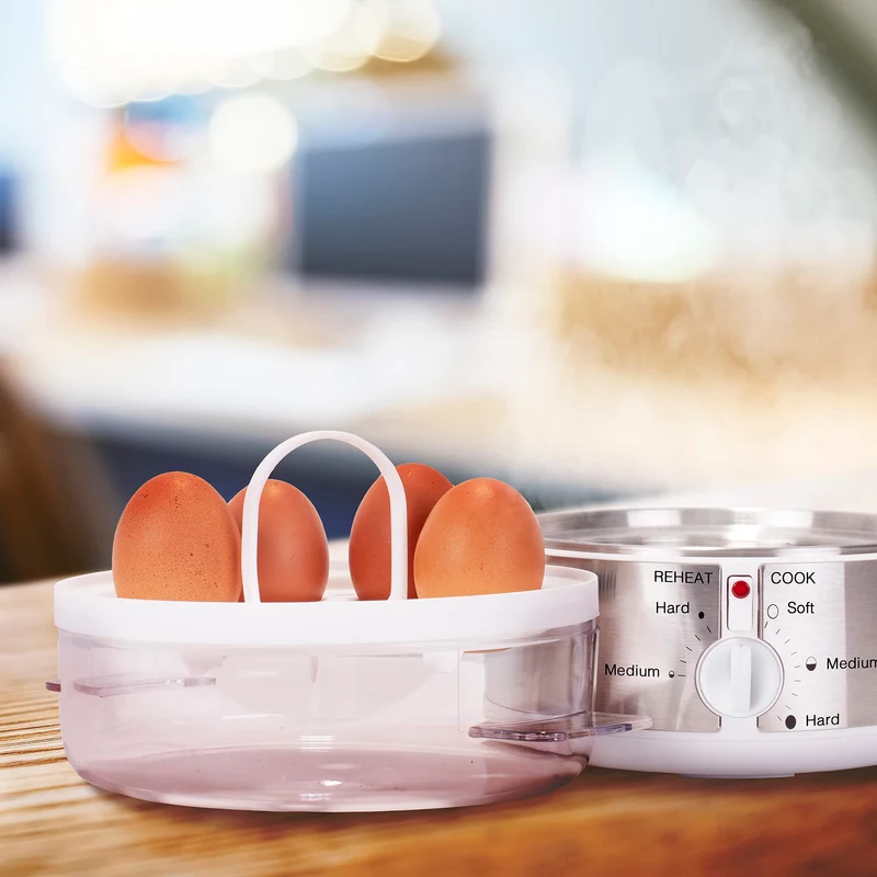 Duronic Electric Egg Boiler EB35 WE Steamer for Eggs 350W Automatic Egg Boiler Electronic Omelette Maker Poacher for 7 Soft, Medium & Hard Boiled Eggs