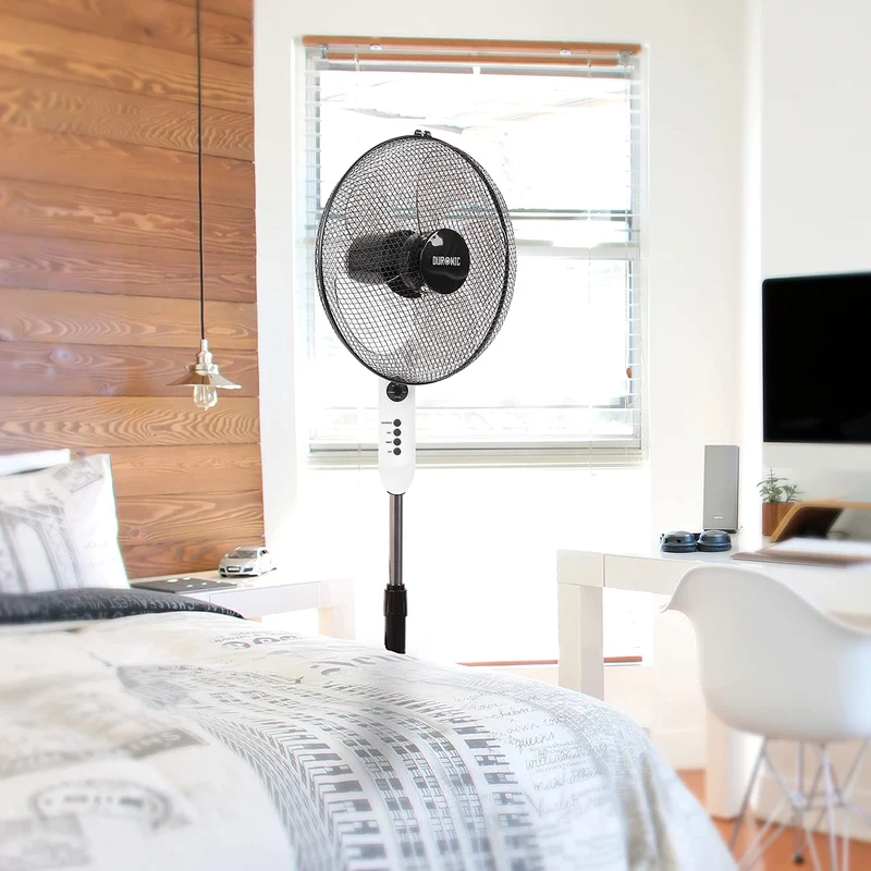 Duronic FN65 Standventilator | Ventilator 40cm leise mit Fernbedienung | Mobiler Lüfter höhenverstellbar bis 132cm | 3 Geschwindikeitsstufen und Timer | Hoher Luftdurchsatz | Oszillierend | Nachtmodus