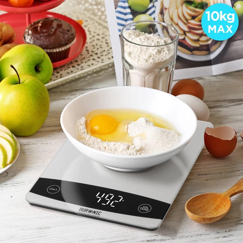 Duronic Digital Kitchen Scales KS1009 Electronic Kitchen Scale Weighing Measuring Baking Scale for Office School Cooking Baking Postal Pet Food Measurement Baker Weight Scale, with Tare LCD Display