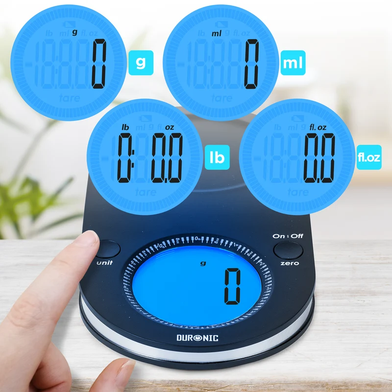 Duronic Digital Kitchen Scale KS5000 Kitchen Scales with Bowl, Weighing Scale, Baking Scale for Cooking, Baking, Pet Food, Postal, Food Scale, Weight Scale, Electronic Scale with Backlit LCD Display