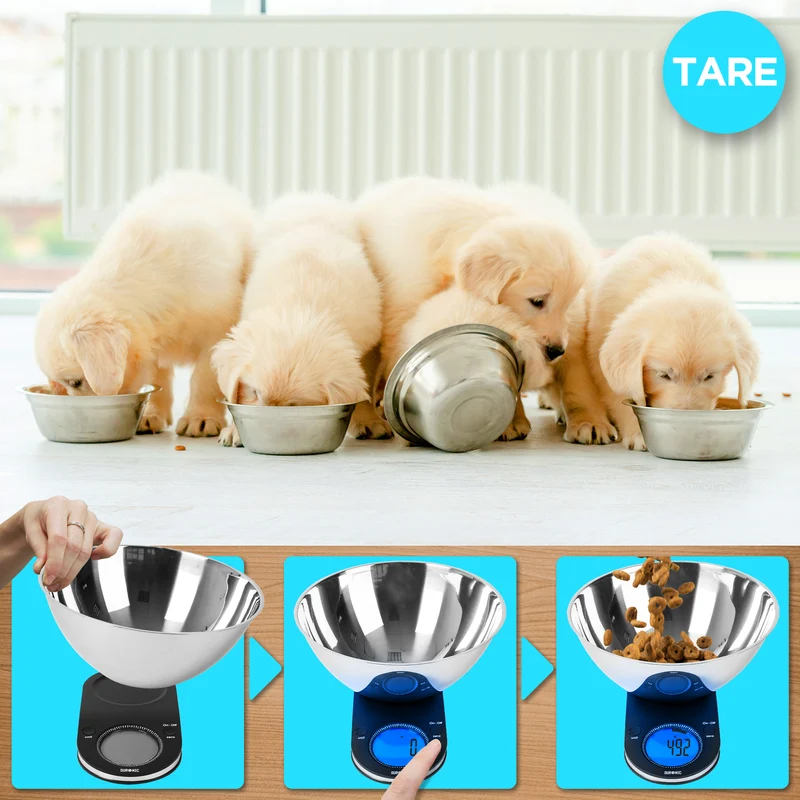 Duronic Digital Kitchen Scale KS5000 Kitchen Scales with Bowl, Weighing Scale, Baking Scale for Cooking, Baking, Pet Food, Postal, Food Scale, Weight Scale, Electronic Scale with Backlit LCD Display