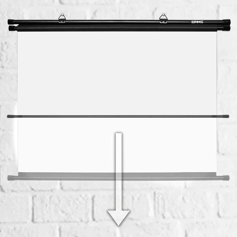 Duronic Bar Projector Screen BPS50 / 43 Wall Mountable 50” Projection Screens for Home Office School Matte White Movie Screen with 4:3 Aspect Ratio for Movie Nights Home Cinemas Office Presentations