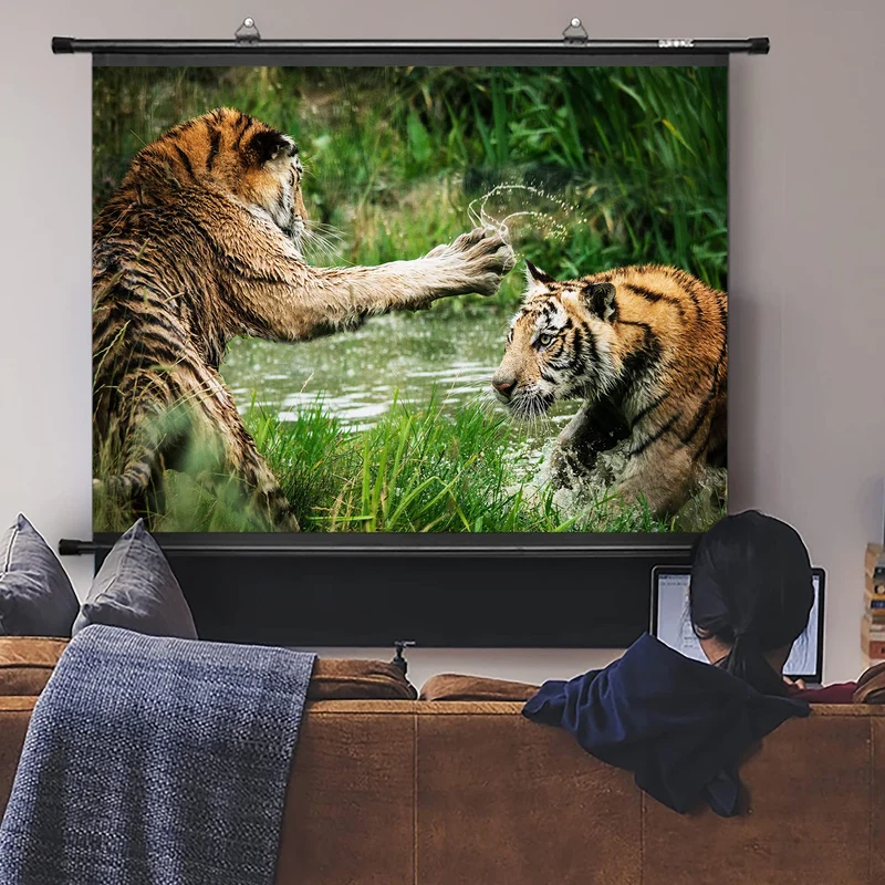 Duronic Bar Projector Screen BPS60 / 43 Wall Mountable 60” Projection Screens for Home Office School Matte White Movie Screen with 4:3 Aspect Ratio for Movie Nights Home Cinemas Office Presentations
