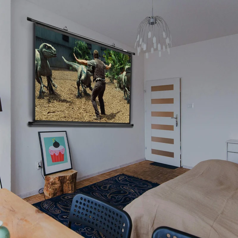 Duronic Bar Projector Screen BPS80 / 43 Wall Mountable 80” Projection Screens for Home Office School Matte White Movie Screen with 4:3 Aspect Ratio for Movie Nights Home Cinemas Office Presentations