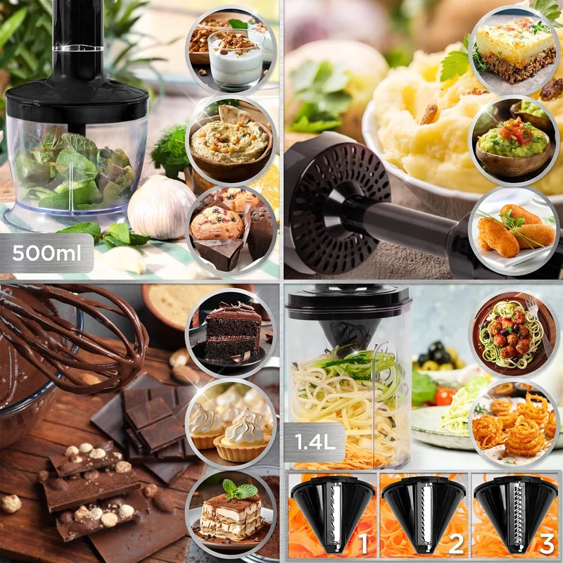 Duronic HB35 Stabmixer elektrisch, Pürierstab 350W, Edelstahl Rührstab, Handrührgerät, Ergonomischer Hand blender, Mixstab, 600ml Mix- & Messbecher, für Babynahrung, Suppe, Smoothies, Püree, Sauce
