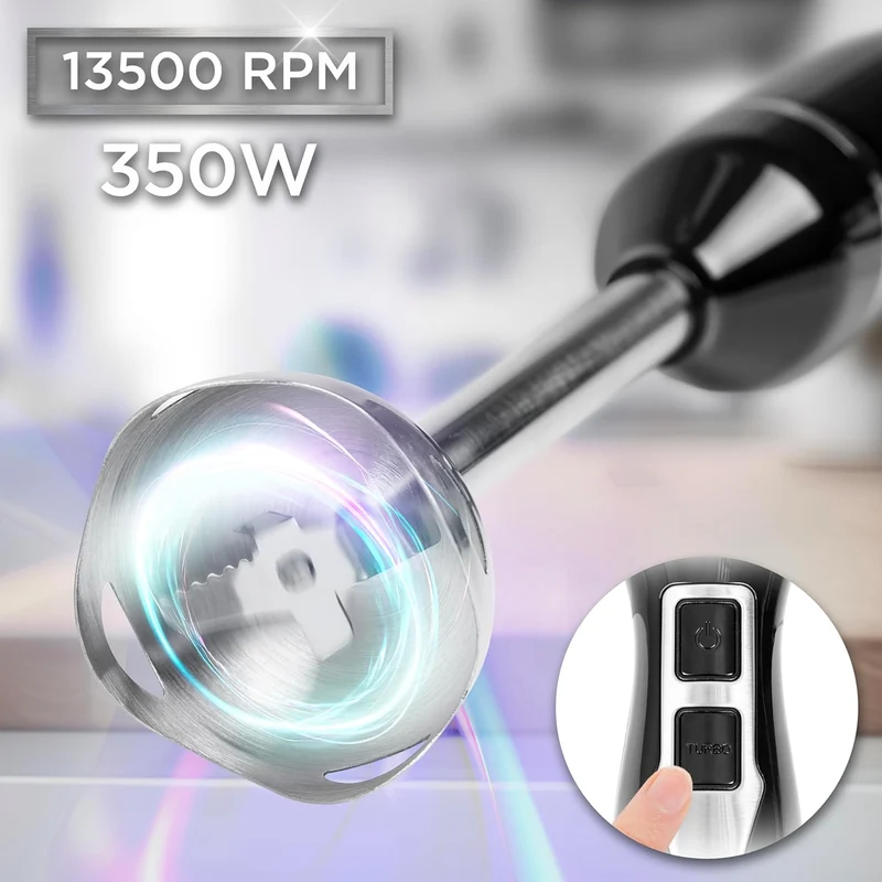 Duronic HB35C Stabmixer elektrisch, Pürierstab 350W, Edelstahl Rührstab mit 2 600ml Mix- & Messbecher, Handrührgerät, Ergonomischer Hand blender, für Babynahrung, Suppe, Smoothies, Püree, Sauce