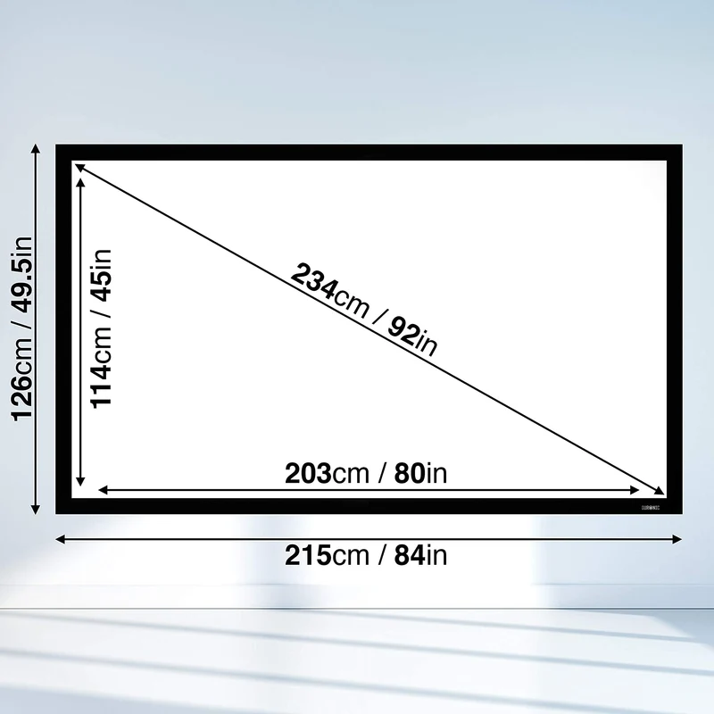 Duronic FFPS92 Leinwand | 16:9 Beamer Screen | 92 Zoll | 203 x 114 cm | Projektorleinwand für Wandmontage | Heimkino mit 4K Full HD 3D | Projektionsleinwand für Gaming, Büro, Präsentationen, Schule