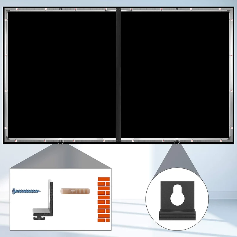Duronic FFPS100 Leinwand | 16:9 Beamer Screen | 100 Zoll | 221 x 124 cm | Projektorleinwand für Wandmontage | Heimkino mit 4K Full HD 3D | Projektionsleinwand für Gaming, Büro, Präsentationen, Schule