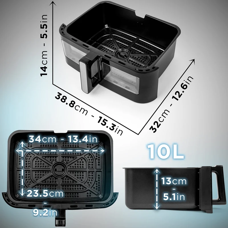 (LARGE DRAWER ONLY) Duronic Large Drawer AFD1 BK | 2024 VERSION ONWARDS | 10L Drawer Specifically for the Duronic AF24 Air Fryer, One Big Sync Cook Cooking Tray for Dual Zone Air Fryer