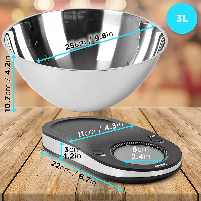 Duronic KS5000 Küchenwaage | 5 kg Digitalwaage oval mit 3 L abnehmbarer Schüssel | 1 g grammgenau Präzision-Feinwaage | Haushaltswaage mit Tara-Funktion | Digitale Waage mit Hold-Funktion | Zum Backen