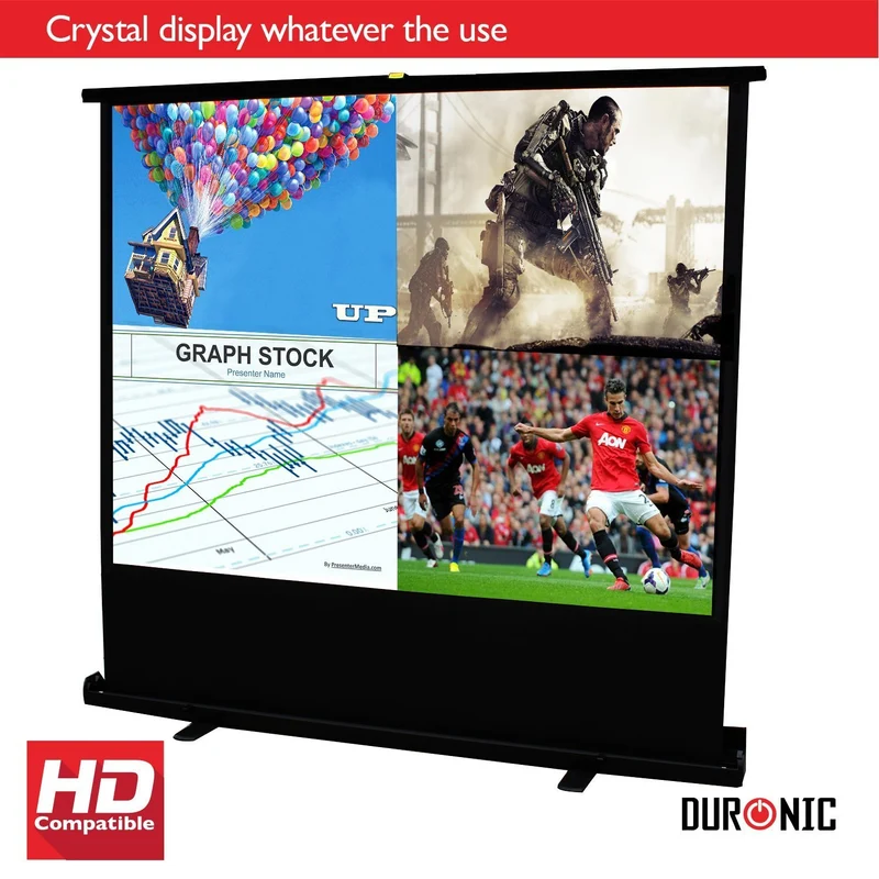 Duronic FPS100 Leinwand | 100 Zoll mobile Kofferleinwand mit 203 cm x 152 cm | 4:3 Heimkino mit 4K Full HD 3D | Projektionsleinwand für Beamer | Gain 1.0 | Beamerleinwand für Büro und Präsentationen