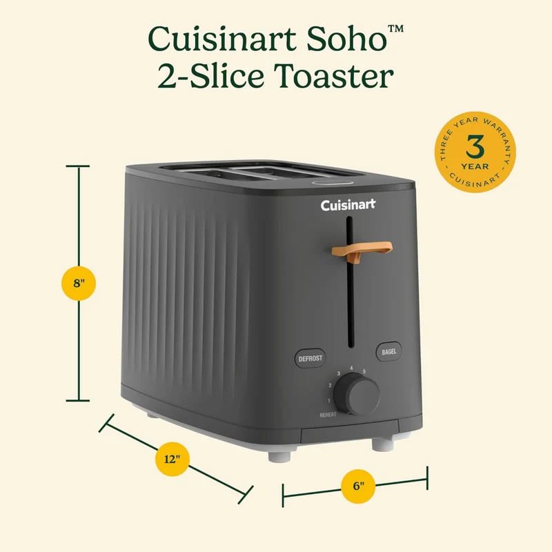 Cuisinart Tostador de Pan 2 Rebanadas Soho, CPT-7BK