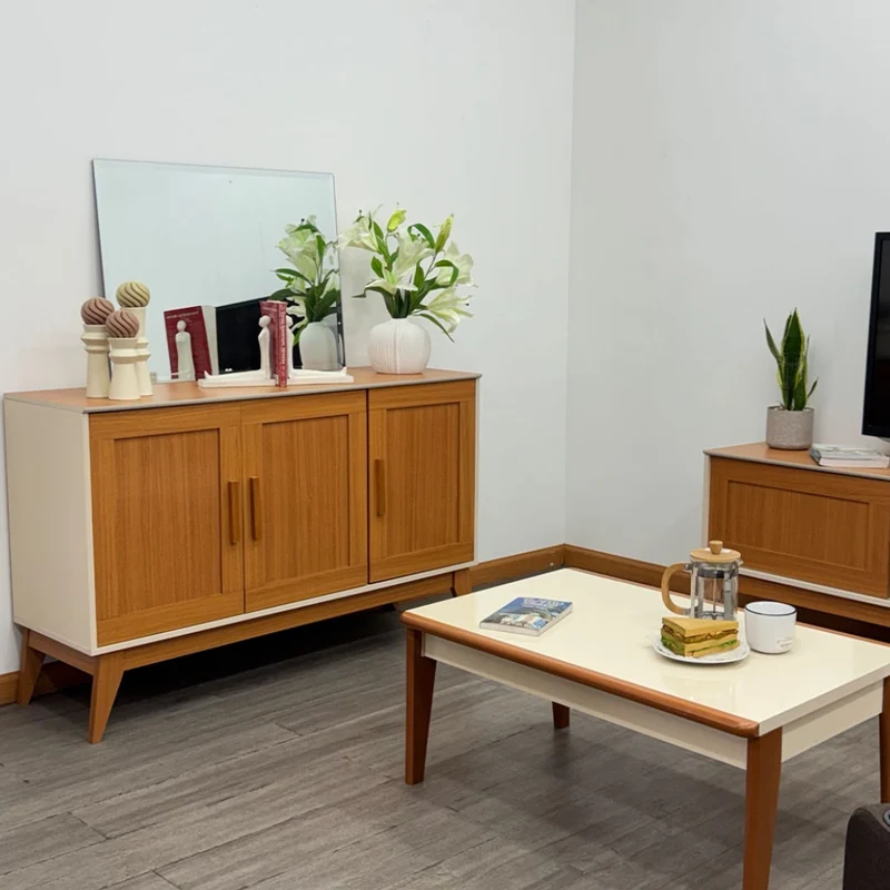Tokoa Mesa Auxiliar con 3 Puertas 130cm Off White (48434)