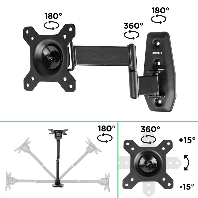 Duronic TV Bracket, TVB1120 Cantilever Wall Mount Television Screen, Tilting Action, For Flat Screen LCD / LED / OLED / QLED (TVB1120)
