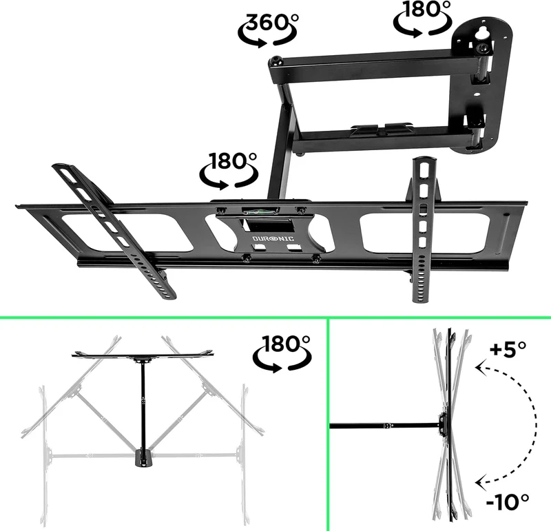 Duronic TVB109S TV Bracket, Wall Mount for 23-55" Television Screen, Tilting Action -12°/+6°, Fits up to 600x400mm, For Flat Screen LCD/LED (30kg)