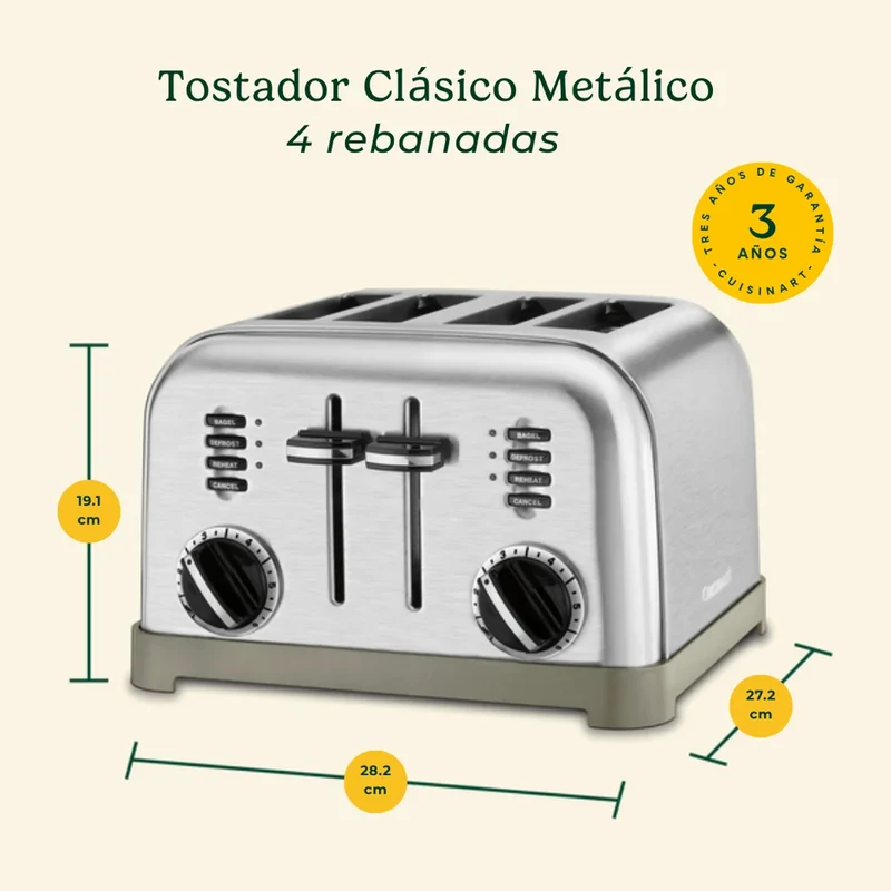 Cuisinart Tostador de Pan 4 Rebanadas, CPT-180P1